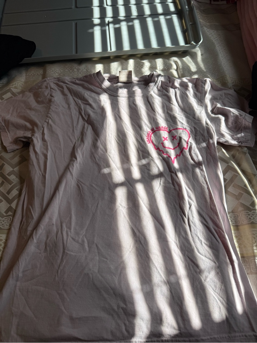 Kids Light Pink Graphic Tee with Heart Design